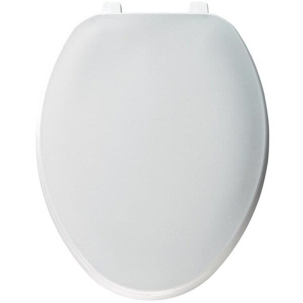 Bemis Toilet Seat, Elongated, Plastic, White, TopTite Hinge 170000 Zoro